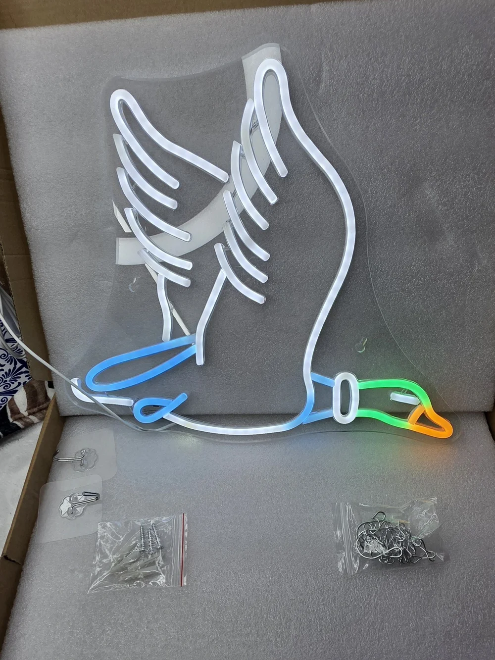Neon Flying Duck Wall Sign - Multicolor